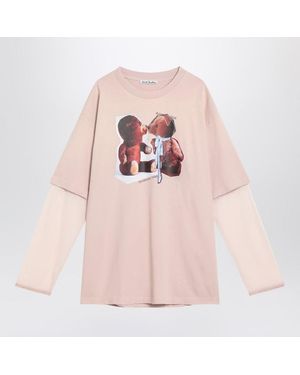 Tシャツ・カットソー Acne Studios Pink Violet Layered T-Shirt With Print Acne Studios - Layered print t-shirt - Violet pink
