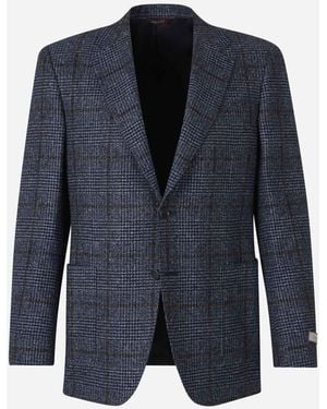Canali Checked Pattern Blazer - Blue
