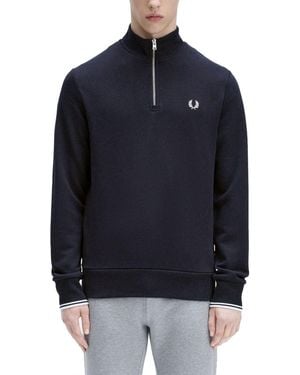 Fred Perry Half Zipper Sweatshirt - Blue