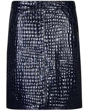 Tom Ford Sleek Leather Midi Skirt - Blue