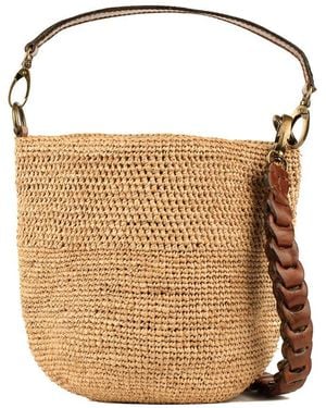 IBELIV Akama Natural Raffia Bucket Bag - Brown