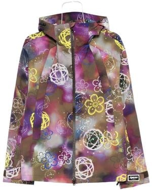 KENZO Floral-Print Hooded Jacket - Purple
