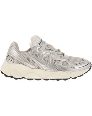 RUN OF Leather And Fabric Trainers - White