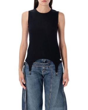 Jean Paul Gaultier Ribbed "Lingerie" Top - Black