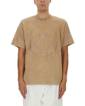 Moschino Smiley Heavy Cotton T-Shirt - Natural
