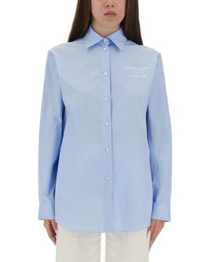 Moschino Tailored Shirt With Embroidered Logo - Blue