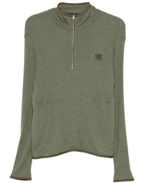 RANRA Fissure Zip Up Rib L/S Tee - Green