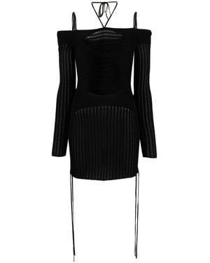 ANDREADAMO Knit Ribbed Mini Dress - Black