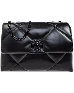 Tory Burch Kira Diamond Quilt Powder Coated Convertible Shoul - Black