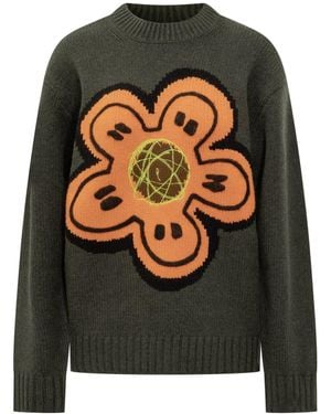 KENZO Sweater With Flower Graphic - Black
