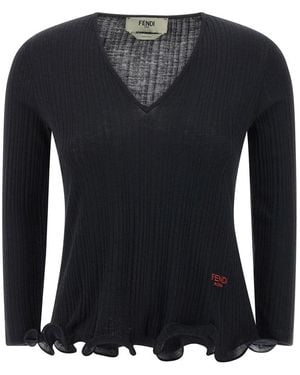 Fendi Ruffled Sweater - Black