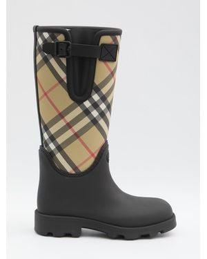 Burberry Check Rainboots - Black
