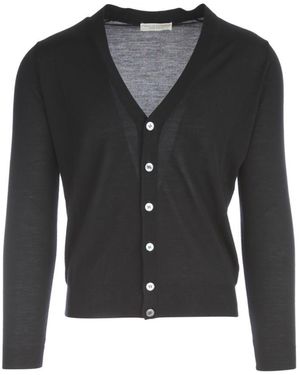 FILIPPO DE LAURENTIIS Royal Merino L/S Cardigan W/Buttons - Black