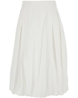DUNST Skirt With Balloon Design And Pleated Details - White