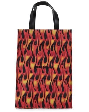 Palm Angels Classic Logo Flames Tote Bag - Red