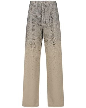 Golden Goose Straight Jeans With Rhinestones - Grey