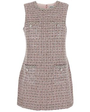 Self-Portrait Boucle Sleeveless Mini Dress - Brown
