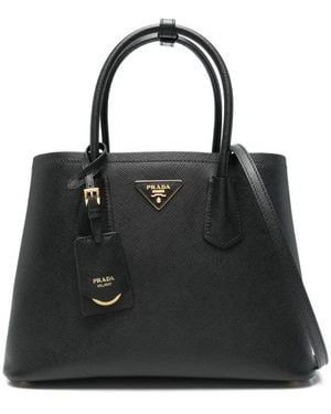 Prada Medium Double Saffiano Leather Bags - Black