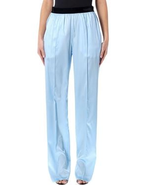Tom Ford Stretch Silk Satin Pj Pants - Blue