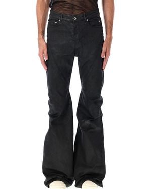 Rick Owens Black Waxed Bias Bootcut Jeans