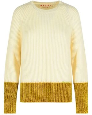 Marni Ivory Virgin Wool Sweater - Yellow