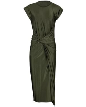 Rabanne Draped Satin Midi Dress - Green