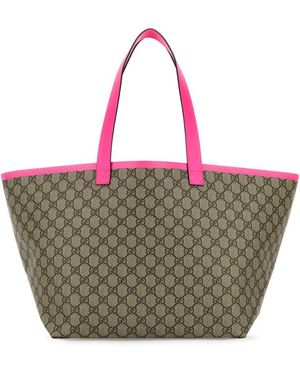 Gucci Gg Supreme Fabric Medium Totissima Shopping Bag - Pink