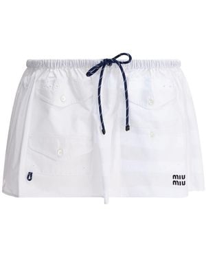 Miu Miu Cotton Short Skirt - White
