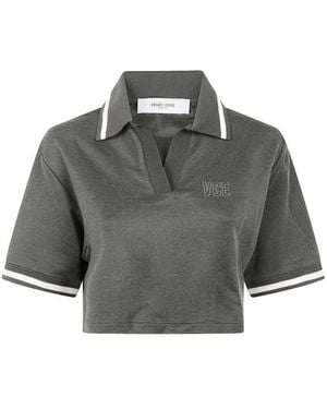 Golden Goose Cotton Cropped Polo Shirt - Grey