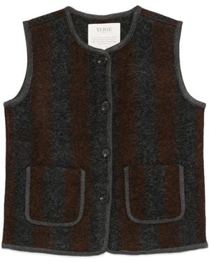 Yerse Graz Striped Wool Vest - Black