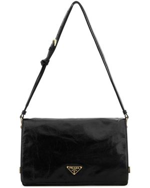 Prada Leather Medium Shoulder Bag - Black