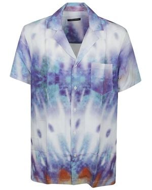BENEVIERRE Viscose Printed Camp Shirt - Blue