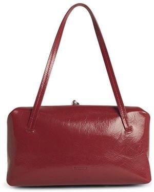 Jil Sander 'Goji Pillow' Small Burgundy Leather Pillow - Red