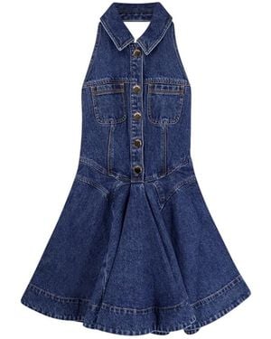 Self-Portrait Denim Mini Dress - Blue