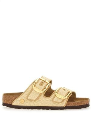 Birkenstock Raffia "Arizona Big Buckle" Sandal - Metallic