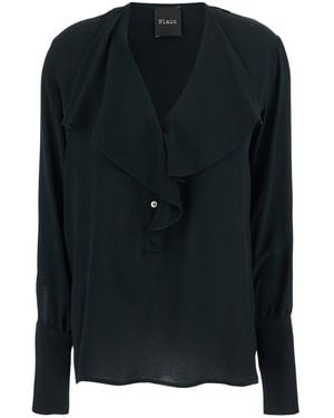 Plain Shirt With Volant - Black