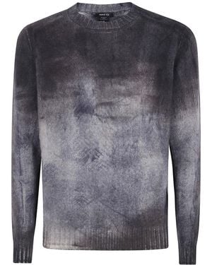 Avant Toi Murales Effect Cashmere Off Gauge Round Neck Pullover - Grey