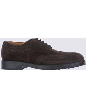 Tod's Tobacco Suede Lace Up Shoes - Brown