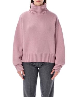 Extreme Cashmere N°434 Crop Xtra Cashmere Turtleneck Sweater - Pink