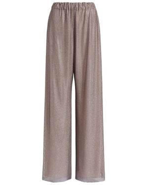 Alberta Ferretti Wide Leg Crystals Net Pants - Brown