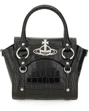 Vivienne Westwood Calf Leather Small Betty Handbag - Black