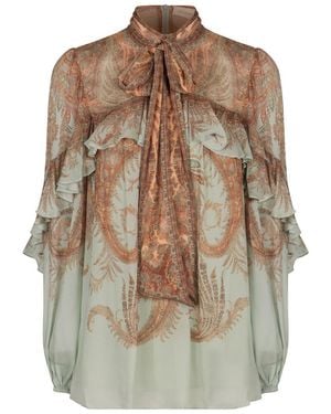Zimmermann Memento Blouse With Ruffle - Brown