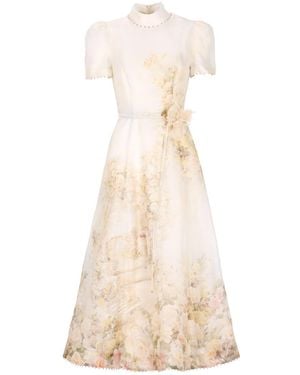 Zimmermann Linen And Silk Dress - Natural