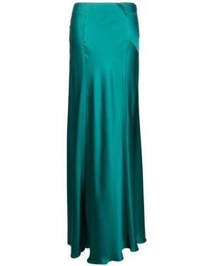 Alberta Ferretti High-Waisted Silk Maxi Skirt - Green