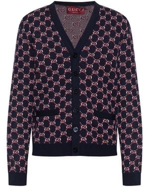 Gucci Gg Shadow Wool Cardigan - Blue