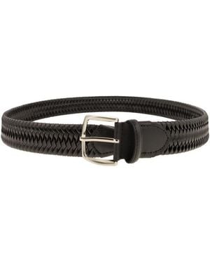 Alberto Luti Woven Leather Belt - Black