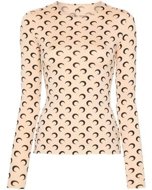 Marine Serre Moon Print Second Skin Top - Natural