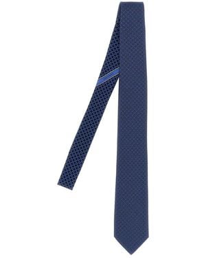 Ferragamo 'Gancini + Cuori' Print Tie - Blue