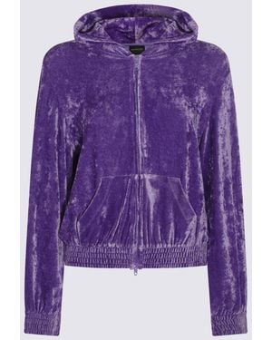 パーカー・フーディ BALENCIAGA Balenciaga Sweaters Purple (753402 TOV105310) Balenciaga Medium Fit Hoodie Deep Purple Logo Luxury S NWT