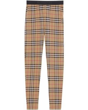 Burberry Check Leggings - Natural